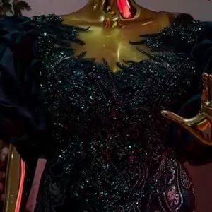 Custom-made emerald green dress